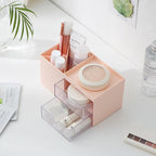 Dual Drawers Desktop Plastic Storage Box Makeup Organizer Case Cosmetic Container