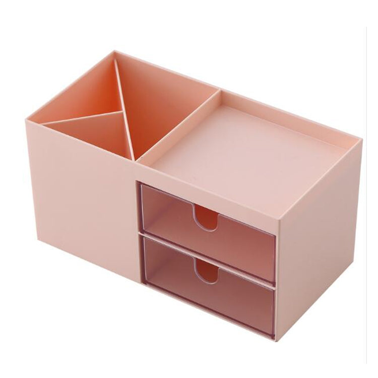 Dual Drawers Desktop Plastic Storage Box Makeup Organizer Case Cosmetic Container — 17.6X9X9.2cm