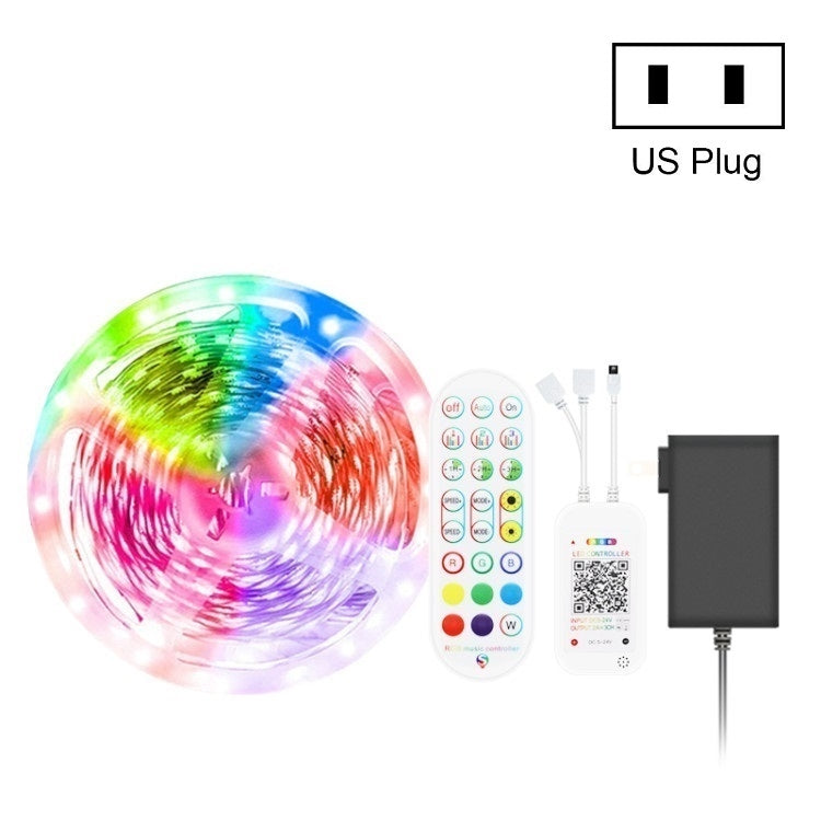 Bluetooth Suit Smart Music Sound Control Light Strip Non-waterproof 5050 RGB Colorful Atmosphere LED Light Strip With 24-Keys Remote Control — 10M 600 LEDs