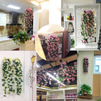 Artificial Flower Wall Hanging Lily Flower Vine Basket Flower Party Decorations — Rose Red