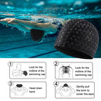 Adult Crescent PU Waterproof Comfortable Earmuff Swimming Cap