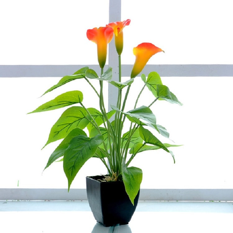 Artificial Flower Calla Plant Potted Home Decoration Green Plant — Orange