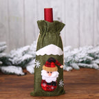 2 PCS Christmas Gift Wine Bottle Dust Cover Bag Home Table Decor — Green old man