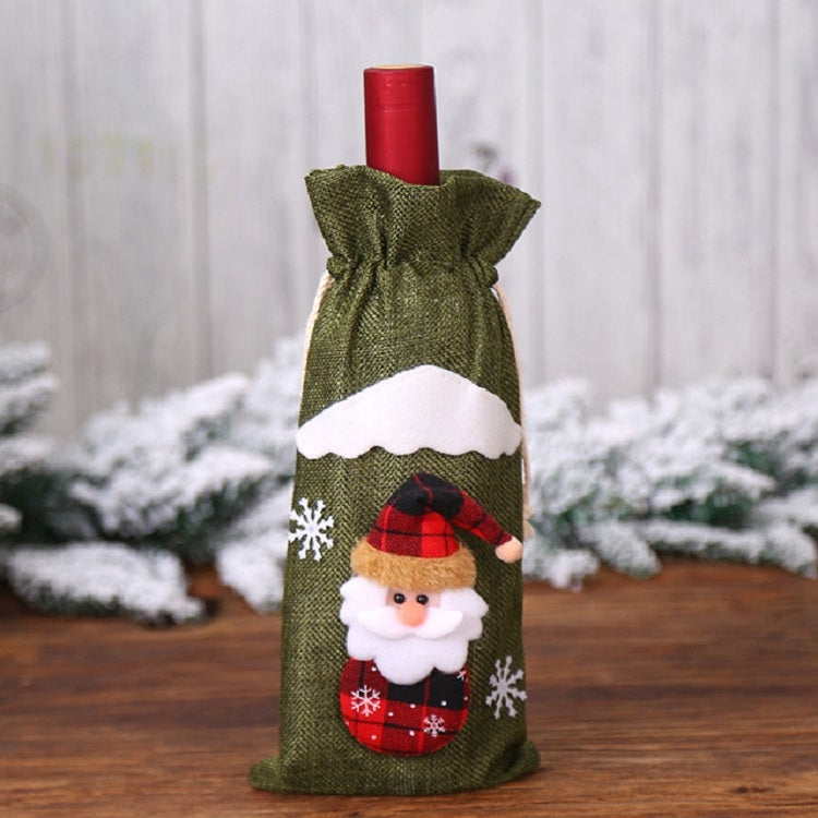 2 PCS Christmas Gift Wine Bottle Dust Cover Bag Home Table Decor — Green old man