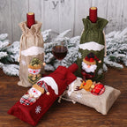 2 PCS Christmas Gift Wine Bottle Dust Cover Bag Home Table Decor — Red snowman
