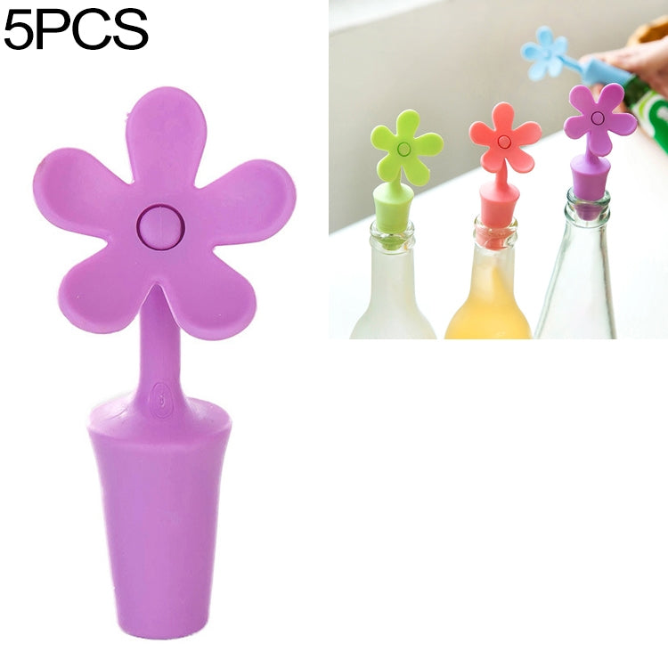 5 PCS Silicone Wine Stopper Flower Beer Stopper — Red