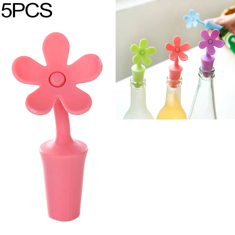 5 PCS Silicone Wine Stopper Flower Beer Stopper — Blue