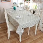 Cotton and Geometric Rhombus Gray LaceTablecloth