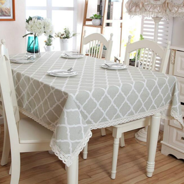 Cotton and Geometric Rhombus Gray LaceTablecloth — view 26