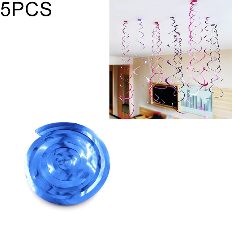 5 PCS 70cm PVC Spiral Ornaments Christmas Kindergarten Classroom Birthday Party Scene Layout Hanging Sequin Ornaments — Light Blue