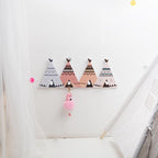 Cartoon Pattern Kids Wall Hooks for Children Room Decor Wood-Plastic Composite Coat and Hat Hangers, 50x18cm — Gray Animais