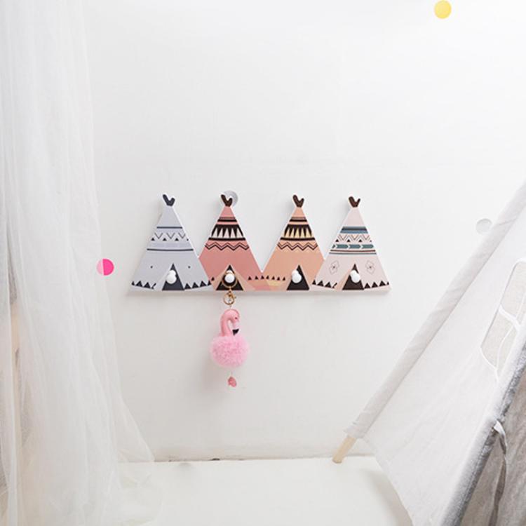 Cartoon Pattern Kids Wall Hooks for Children Room Decor Wood-Plastic Composite Coat and Hat Hangers, 50x18cm — Gray Animais
