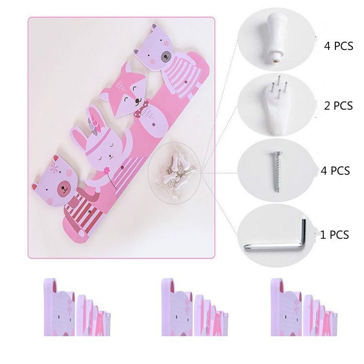 Cartoon Pattern Kids Wall Hooks for Children Room Decor Wood-Plastic Composite Coat and Hat Hangers, 50x18cm — view 7
