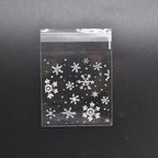 1 Packs Snowflake Christmas Candy Cookie Snack Bag Self-adhesive Gift Bag — 10x10cm