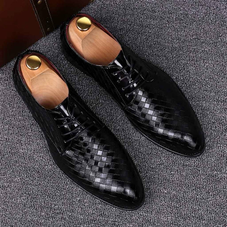 Men Business Dress Shoes Crocodile Leather Shoes Pointed Strips Brock Casual Shoes — view 26