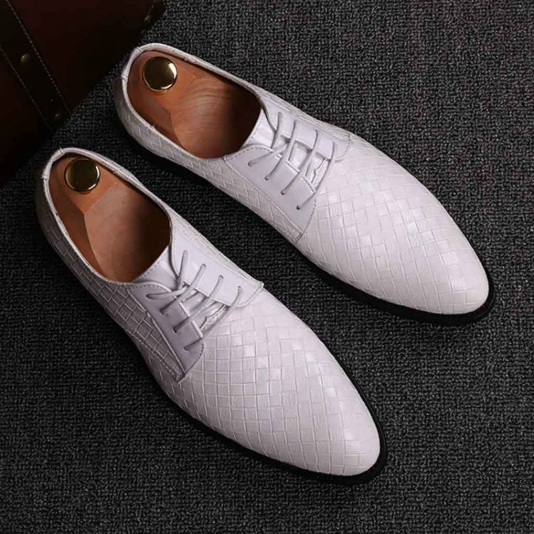 Men Business Dress Shoes Crocodile Leather Shoes Pointed Strips Brock Casual Shoes — view 44