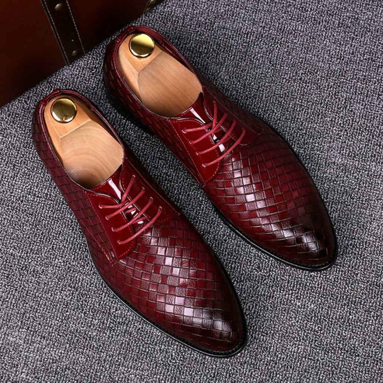 Men Business Dress Shoes Crocodile Leather Shoes Pointed Strips Brock Casual Shoes — view 47