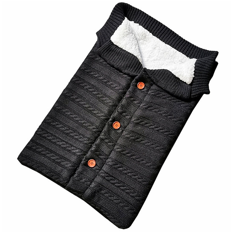 Warm Soft Cotton Knitting Envelope Newborn Baby Sleeping Bag — Dark Grey
