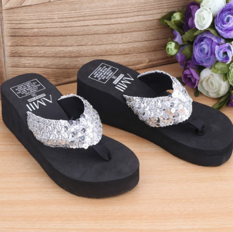 Sequin Slippers Wedge ith Flip Flops