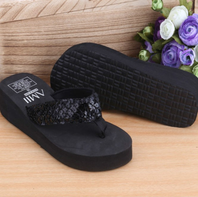 Sequin Slippers Wedge ith Flip Flops