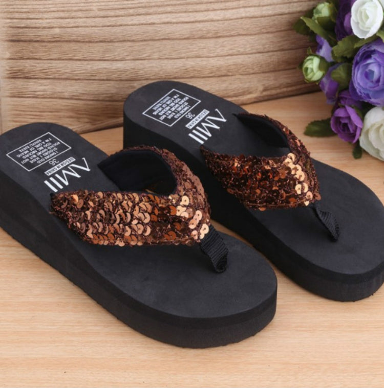 Sequin Slippers Wedge ith Flip Flops