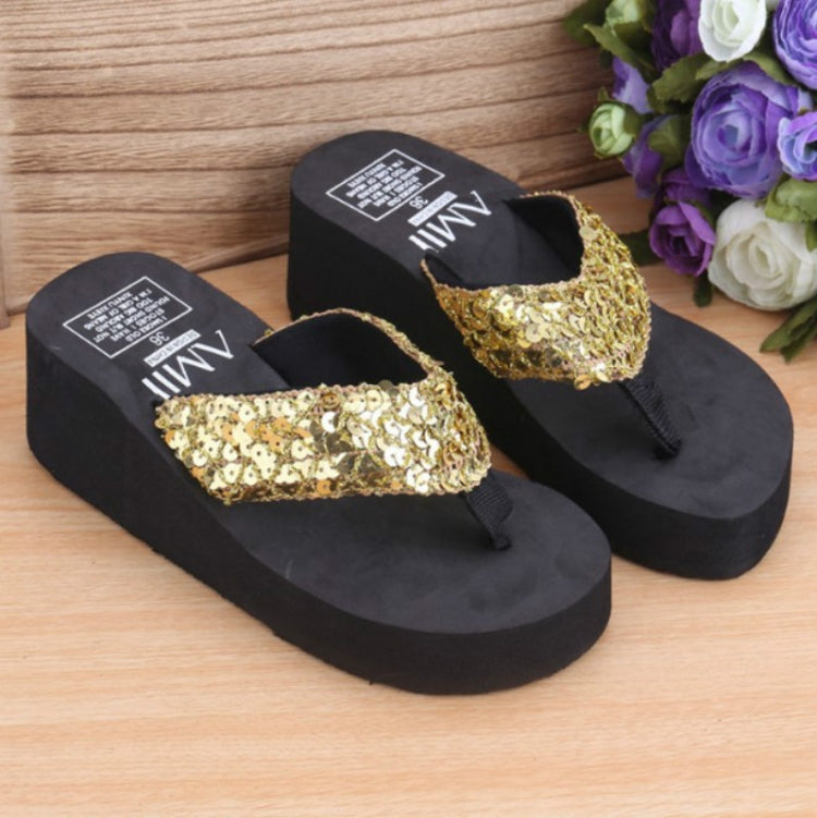 Sequin Slippers Wedge ith Flip Flops