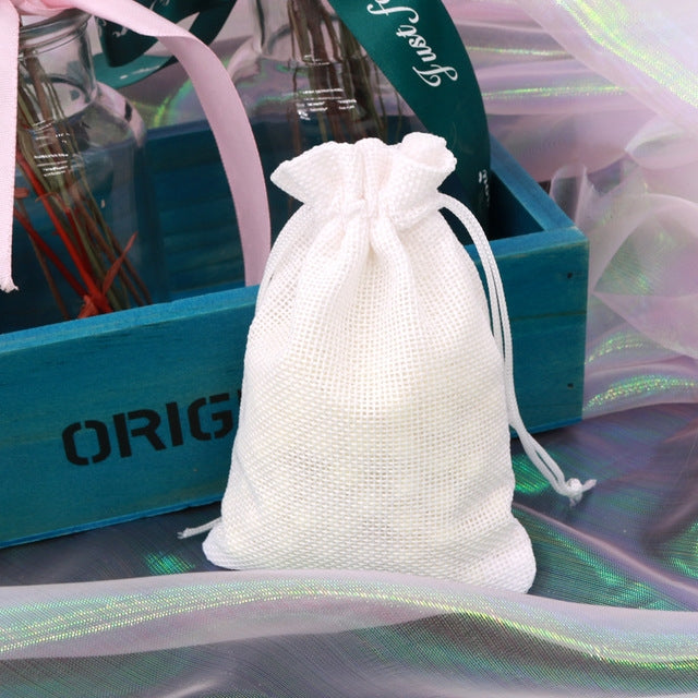 50 PCS Multi size Linen Jute Drawstring Gift Bags Sacks Wedding Birthday Party Favors Drawstring Gift Bags