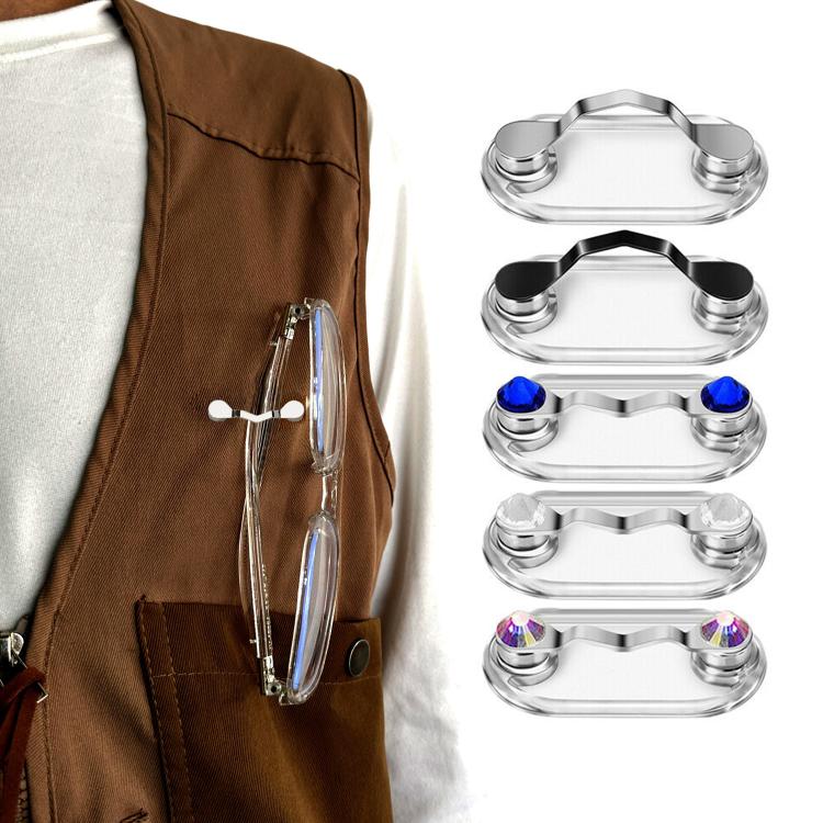 Magnetic Glasses Holder Magnetic Brooch Number Plate Headset Glasses Clip — White Diamond