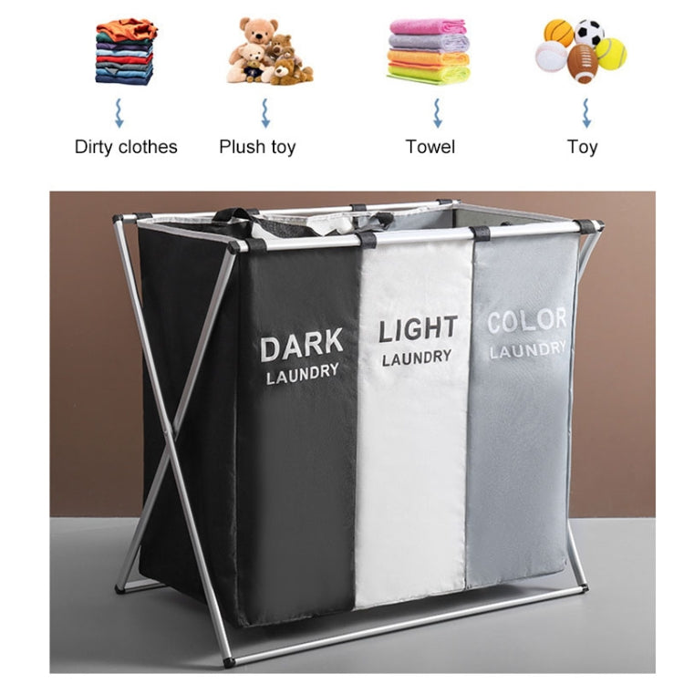 Fabric Folding Hamper Waterproof Padded Oxford Compartment Laundry Basket Hamper — view 7