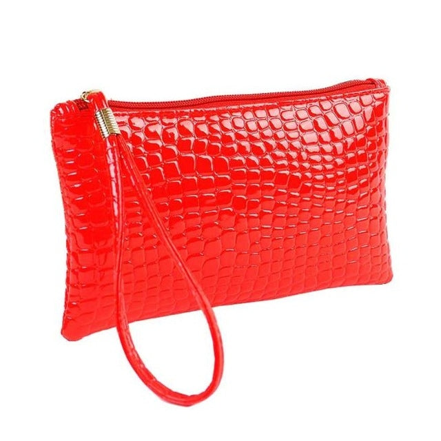 Fashion Long Crocodile Pattern Ladies Clutch Wallet — Blue