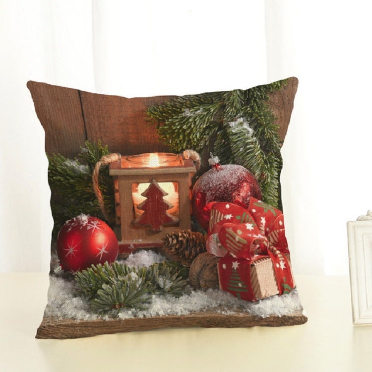 Christmas Decoration Cotton and Linen Pillow Office Home Cushion Without Pillow — Red Gift