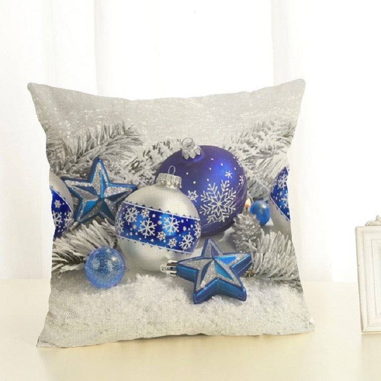 Christmas Decoration Cotton and Linen Pillow Office Home Cushion Without Pillow — Blue Star