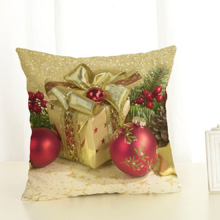 Christmas Decoration Cotton and Linen Pillow Office Home Cushion Without Pillow — Golden Red Gift