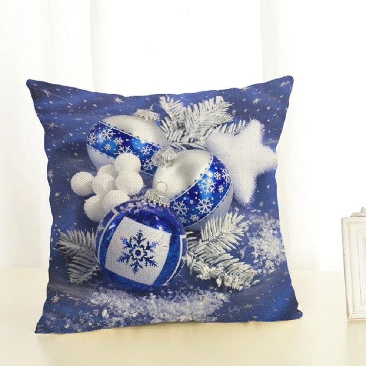 Christmas Decoration Cotton and Linen Pillow Office Home Cushion Without Pillow — Blue Christmas