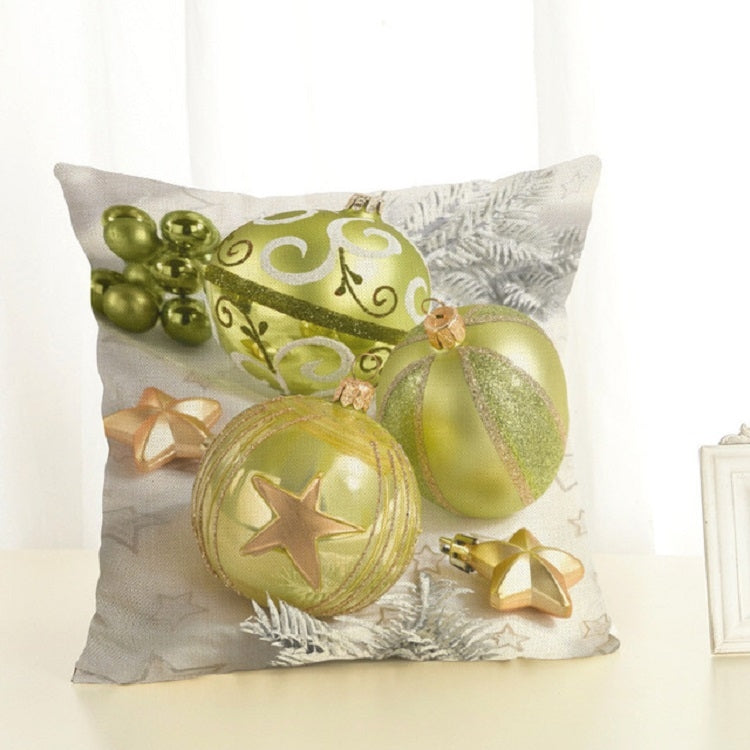 Christmas Decoration Cotton and Linen Pillow Office Home Cushion Without Pillow — Green Christmas