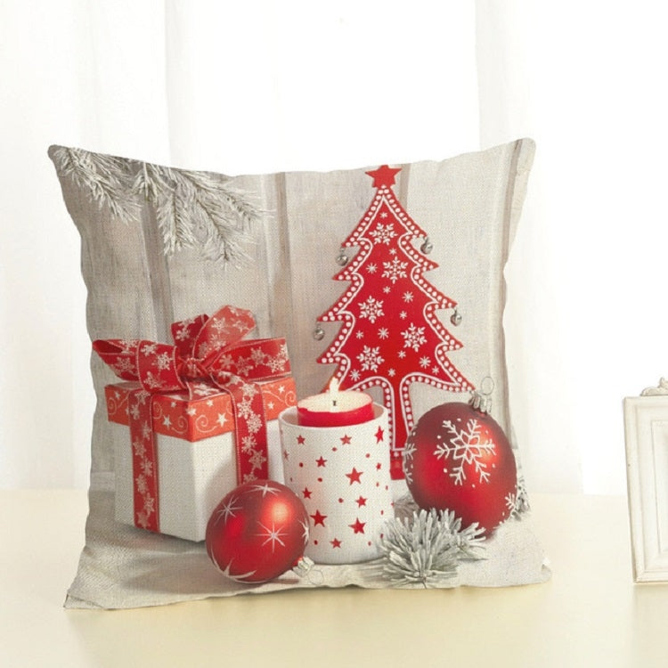 Christmas Decoration Cotton and Linen Pillow Office Home Cushion Without Pillow — White Red Gift