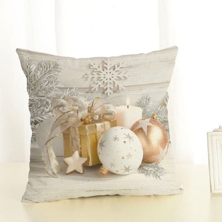 Christmas Decoration Cotton and Linen Pillow Office Home Cushion Without Pillow — Golden White Gift