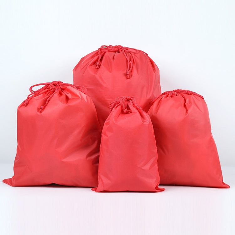 4 in 1 Portable Nylon Waterproof Travel Storage Bag Drawstring Beam Pocket Clothing Storage Bag — Red