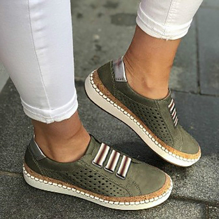 Ladies Sneakers Breathable Flats Shoes — Blue