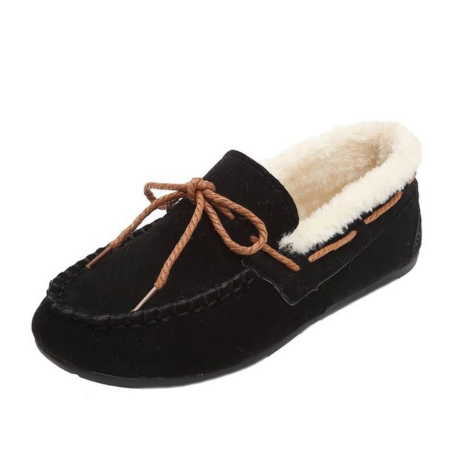 Solid Color Velvet Warm Female Flat Cotton Non-slip Shoes — view 10