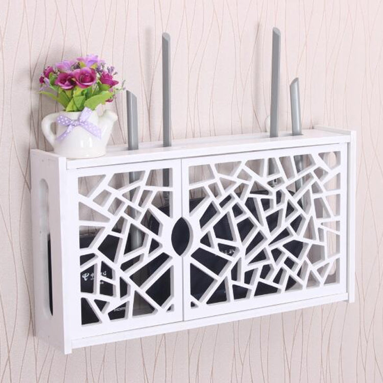 Wifi Router Box PVC Wall-mounted Shelf Hanging Board Bracket Storage Box