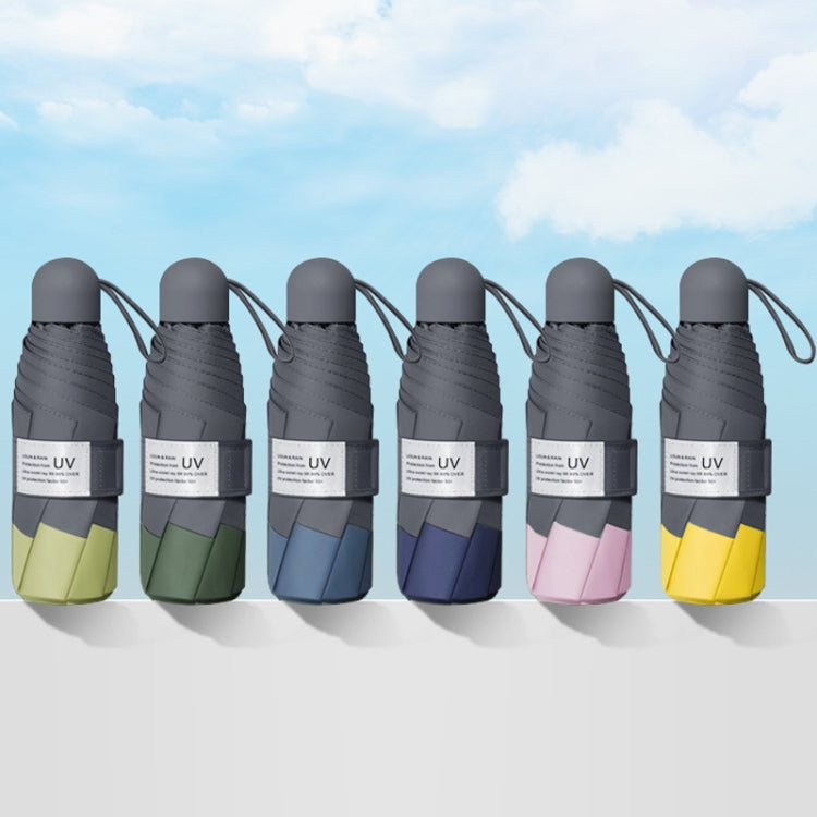 LY-0621 Five-Fold Eight-bone Umbrella Simple Black Glue Sunscreen Umbrella, Eight-bone Turmeric, Eight-bone Midsummer Pink, Eight-bone Haze Blue, Eight-bone Matcha Green, Eight-bone Navy, Eight-bone Ink Green