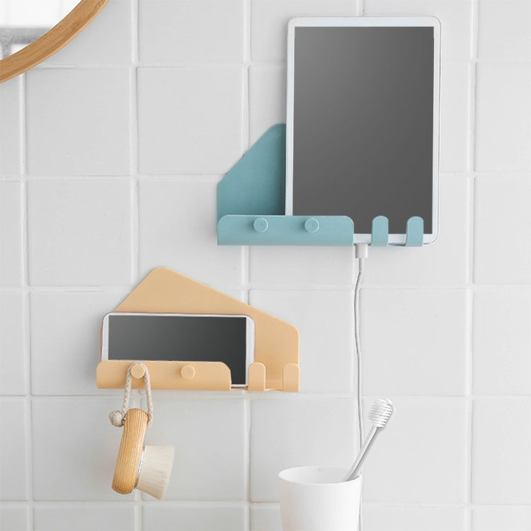 Wall Mounted 4 Hooks Mobile Phone Holder Hook Hanging Cellphone Tablet Charging Stand Bracket — Green