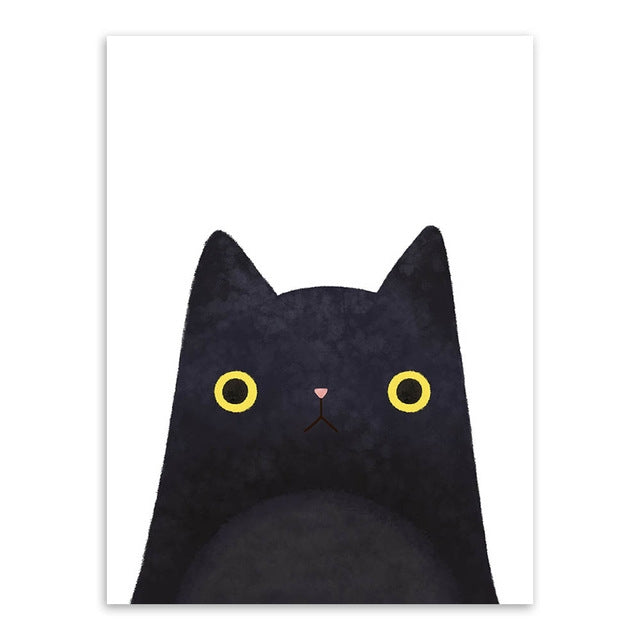 Cute Cat And Avatar Poster Print Canvas Painting Home Art Decoration — Yellow