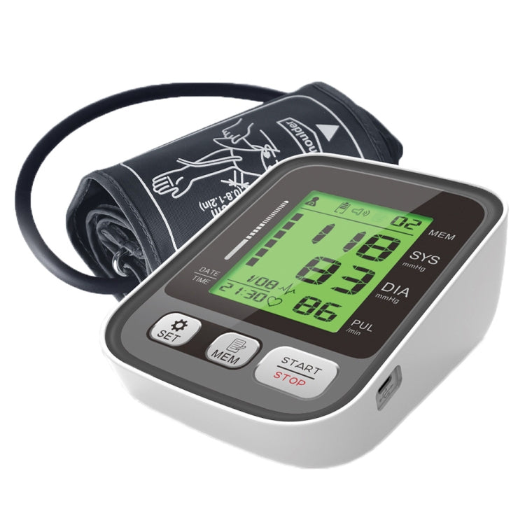JZ-256A Tri-Color Backlight Automatic Upper Arm Sphygmomanometer Home Electronic Sphygmomanometer — 22-32cm