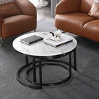 Two-in-one Coffee Table Wrought Iron Table Simple Modern Combination Small Round Table — White Marble