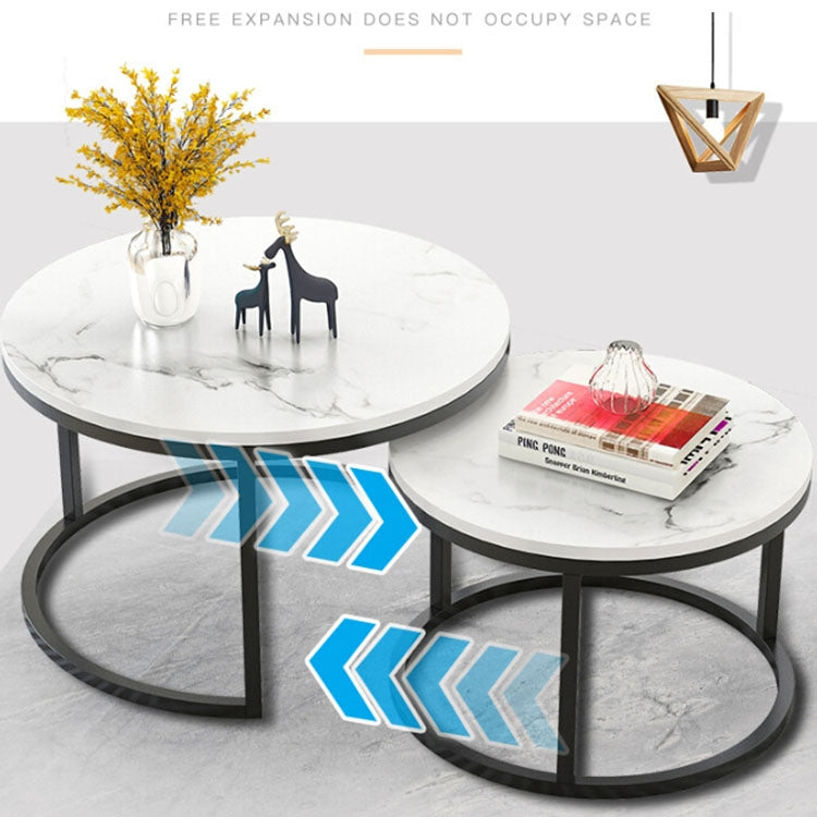 Two-in-one Coffee Table Wrought Iron Table Simple Modern Combination Small Round Table — White Combination