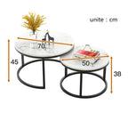 Two-in-one Coffee Table Wrought Iron Table Simple Modern Combination Small Round Table — Black Texture +White Texture