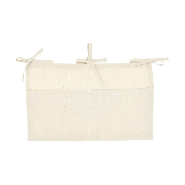Linen Crib Organizer Hanging Bag 2-Pocket Multi-Functional Storage for Diapers, Burp Cloths & Teething Toys — Light Gray