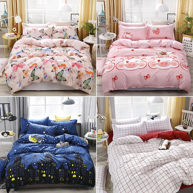 4pcs / Set Printing Bedding Set Bed Sheet Pillowcases Cover — For 2.2m Bed